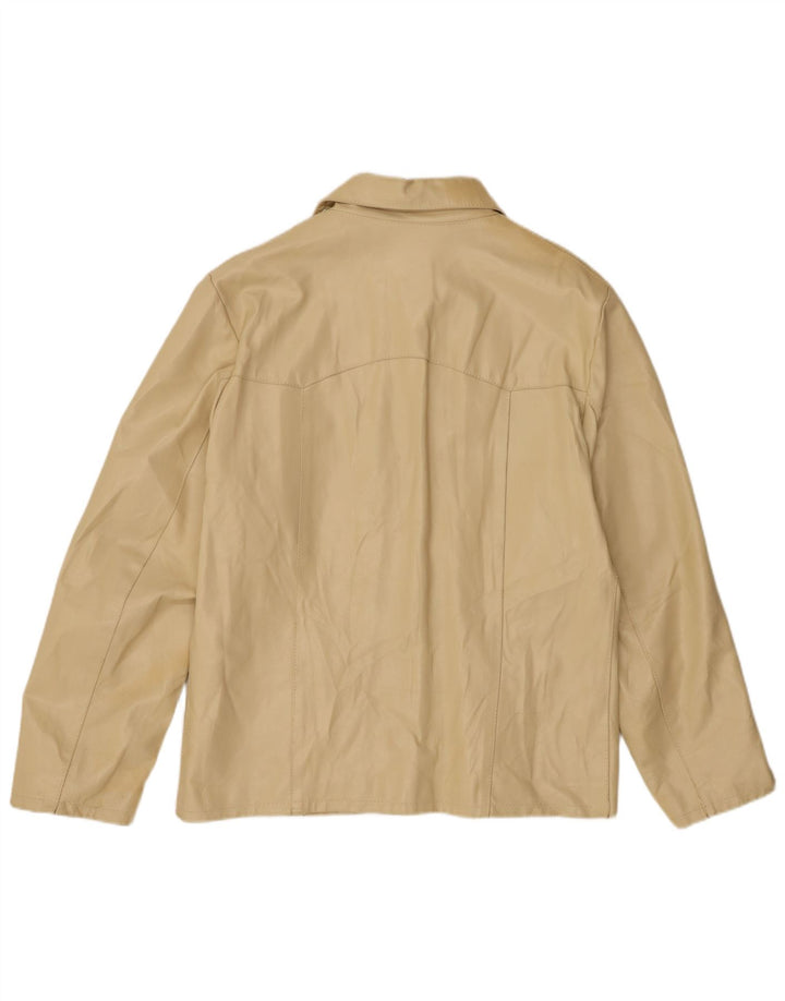 Bayside Chaqueta de cuero para hombre Reino Unido 40 Cuero beige grande