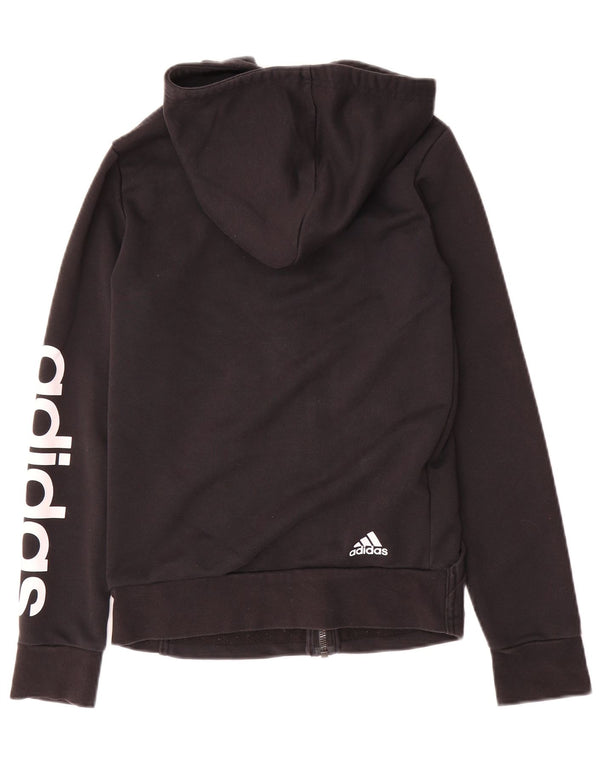 Adidas Sudadera con capucha y cremallera gráfica para mujer UK 4/6 XS Algodón negro