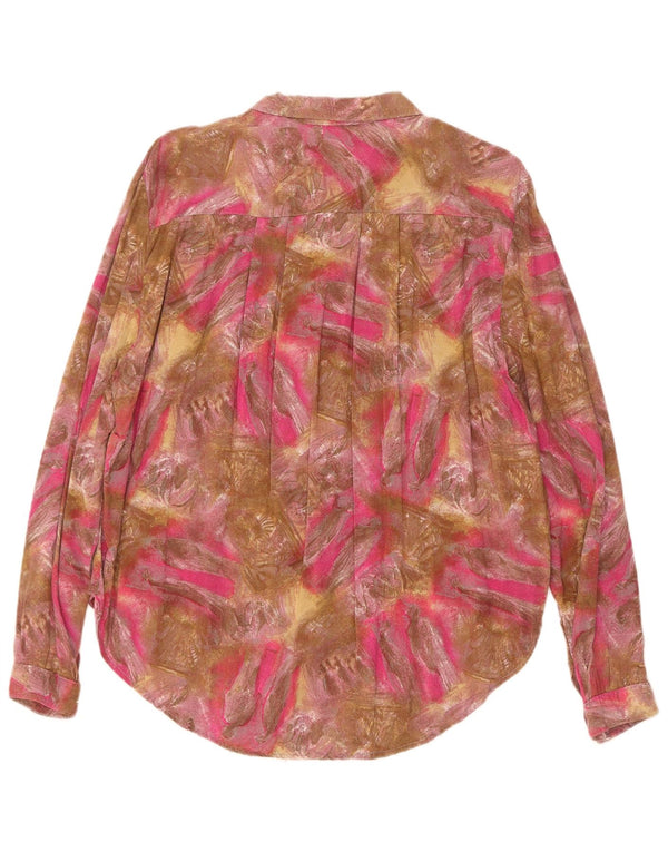 Vintage mujer patrón abstracto camisa blusa Reino Unido 18 XL multicolor
