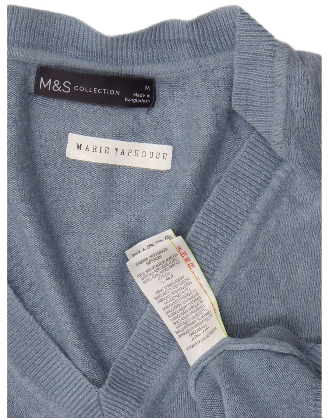 MARKS & SPENCER Suéter corto con cuello en V para mujer UK 44 Azul medio
