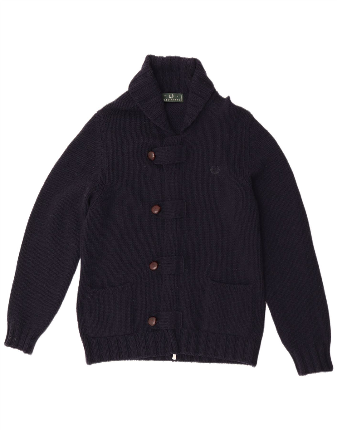 Fred Perry Suéter Cárdigan Para Hombre Grande Lana Azul Marino