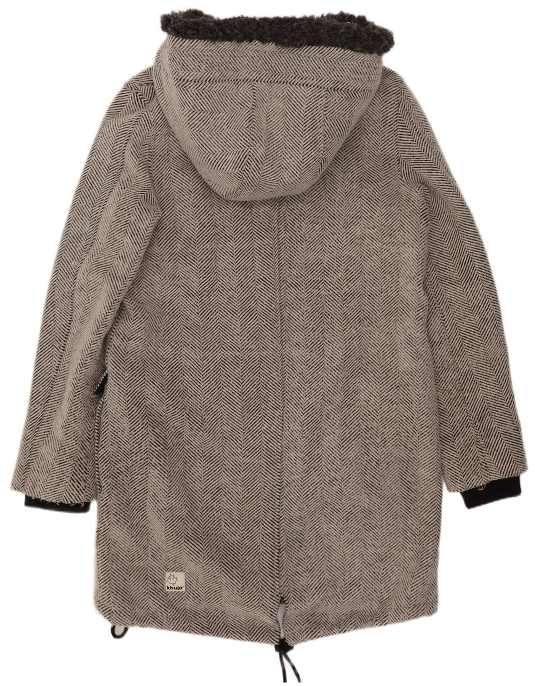 KHUJO Chaqueta parka con capucha para mujer UK 40 Grande Poliéster en espiga gris