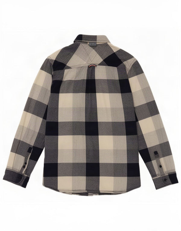 Tommy Hilfiger Boys Flannel Shirt 15-16 Years Large Navy Blue Gingham