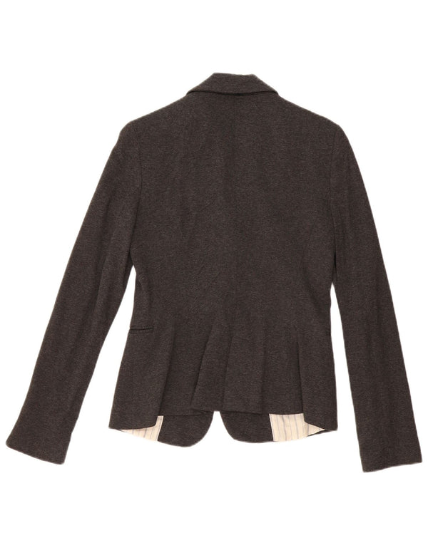 Zara Mujer Chaqueta Blazer De 1 Botón UK 10 Small Acetato Gris