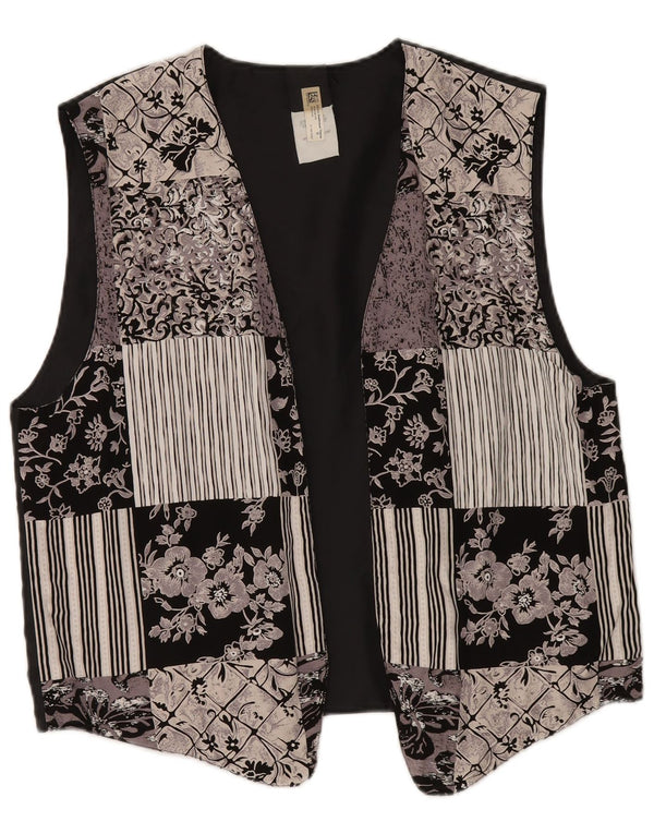 Vintage mujer chaleco Reino Unido 18 XL multicolor patchwork poliéster