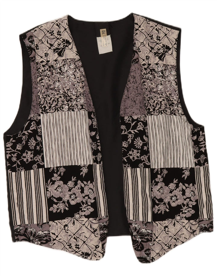 Vintage mujer chaleco Reino Unido 18 XL multicolor patchwork poliéster