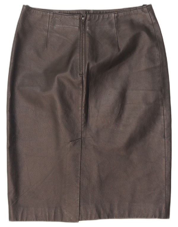 Vintage mujer cuero lápiz falda Reino Unido 10 pequeño W28 cuero negro
