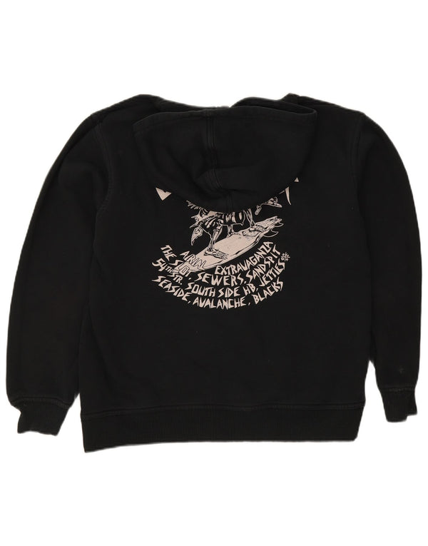 Quiksilver Sudadera con capucha gráfica para niños 13-14 años Negro