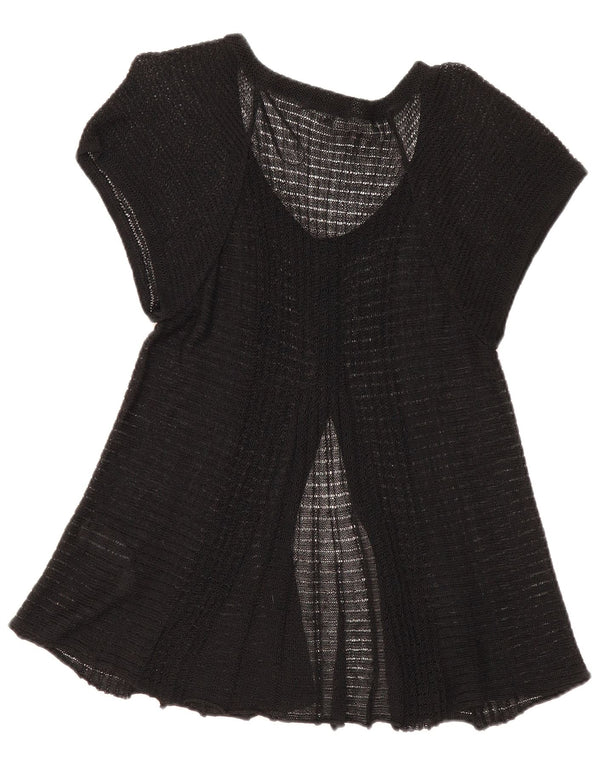 Marks & Spencer Cárdigan de manga corta para mujer UK 44 Medium Black Linen