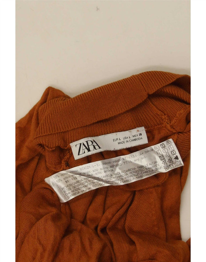 Zara Jersey extragrande con cuello de tortuga para mujer UK 46 Large Viscosa marrón