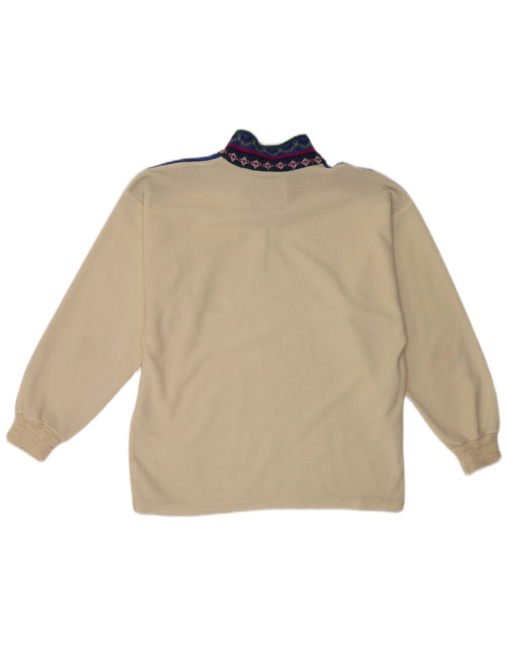 Silvy Jersey de forro polar con cuello y cremallera para mujer UK 46 Large Poliéster con bloques de color blanco
