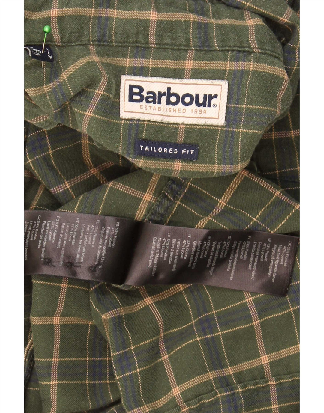 Barbour Camisa Entallada De Algodón A Cuadros Caqui Grande Para Hombre
