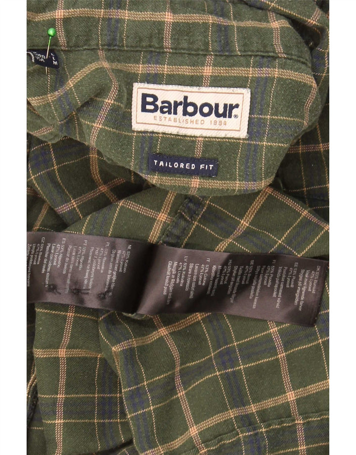 Barbour Camisa Entallada De Algodón A Cuadros Caqui Grande Para Hombre