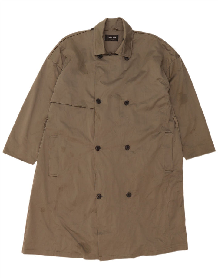 Zara Gabardina para hombre UK 36 Small Caqui Poliéster
