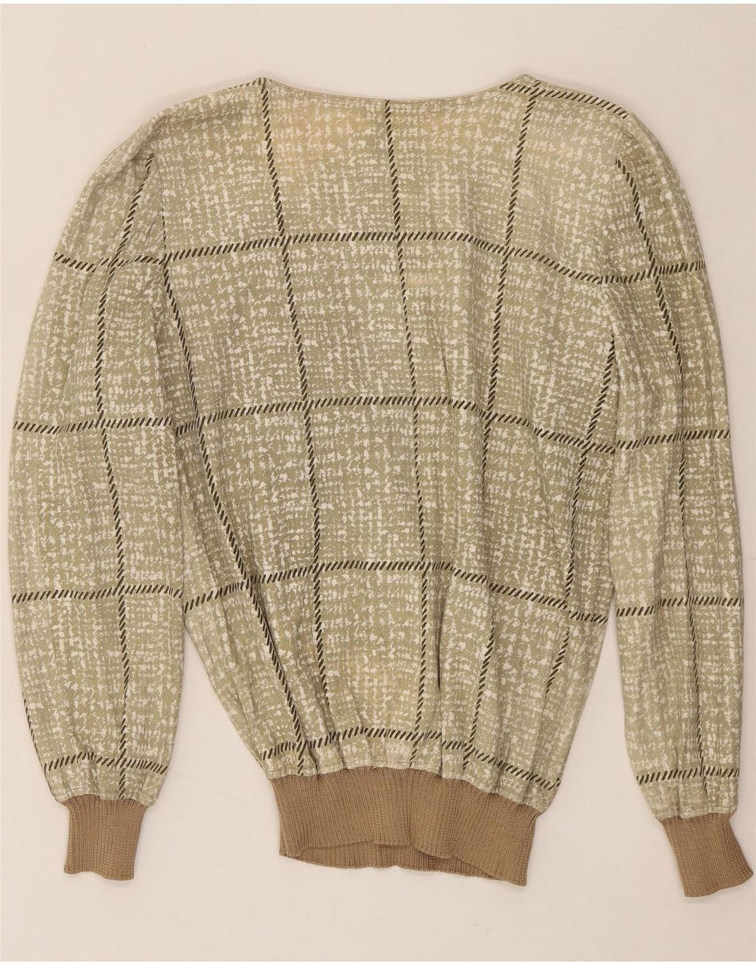 VINTAGE Womens Long Sleeve Blouse Top UK 14 Medium Green Check Vintage Vintage and Second-Hand Vintage from Messina Hembry 
