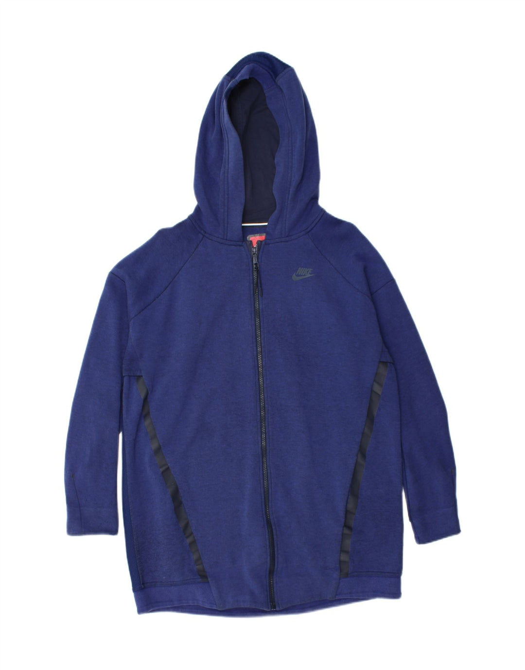 NIKE Hombre Sudadera con capucha y cremallera de algodón color block en azul medio