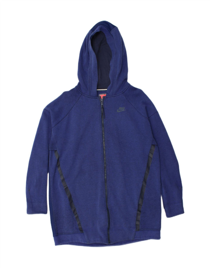 NIKE Hombre Sudadera con capucha y cremallera de algodón color block en azul medio