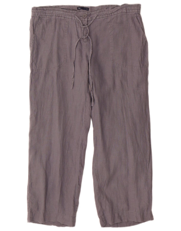 Gap Pantalones Casuales Rectos para Mujer UK 12 Medium W34 L26 Lino Gris
