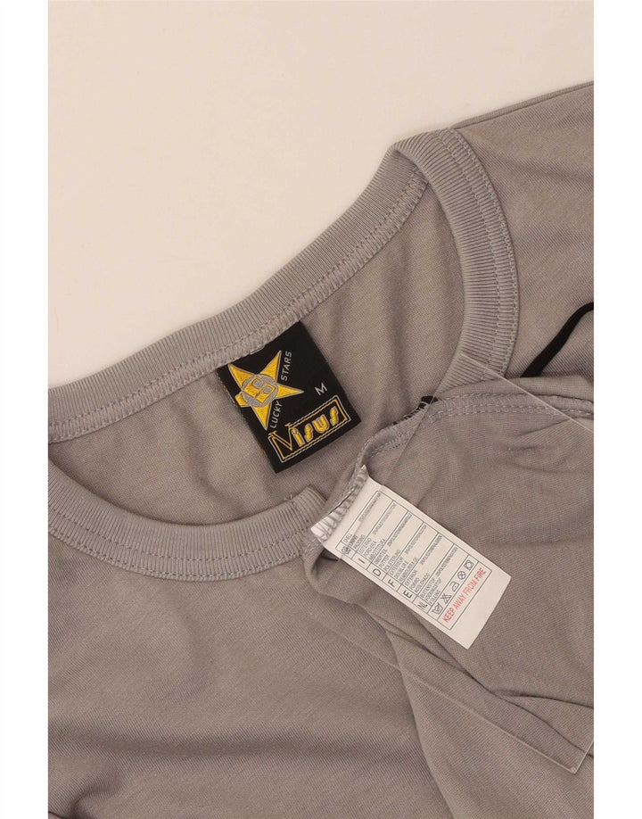 Camiseta vintage para hombre Top poliéster gris medio