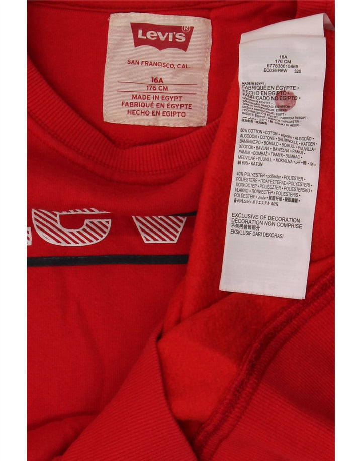 Levi's Boys Graphic Sudadera Jumper 15-16 Años Rojo Algodón