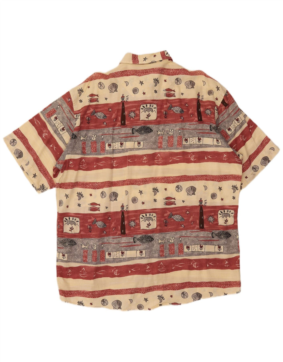 CASA MODA Camisa gráfica de manga corta para hombre Talla 44 XL Beige Rayas