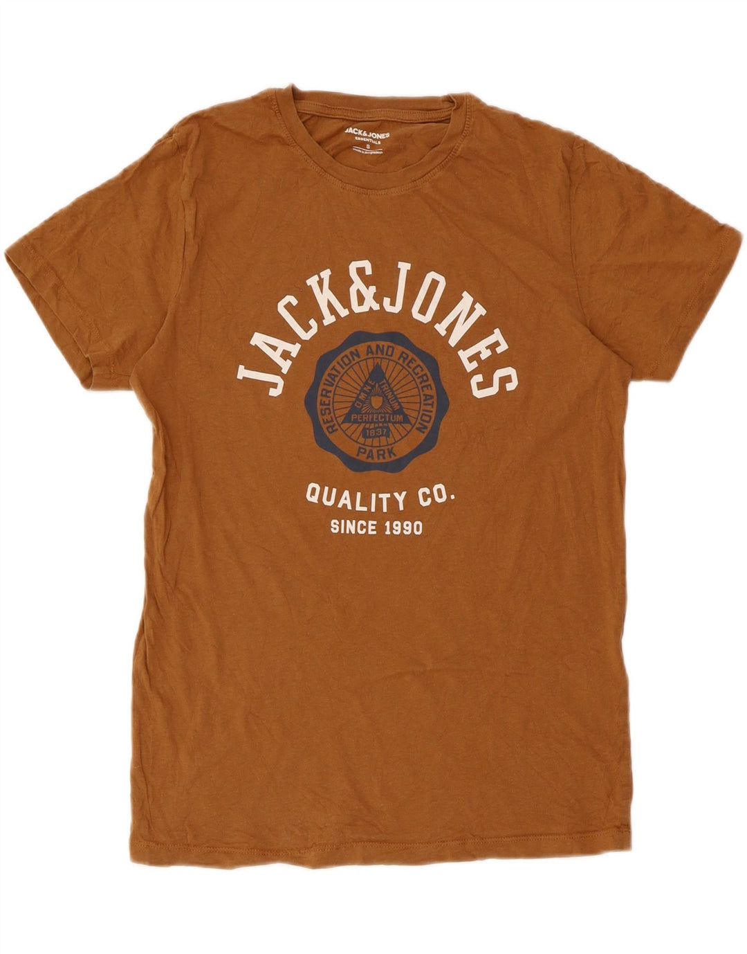 Jack & Jones Hombre Camiseta Gráfica Top Small Marrón Algodón