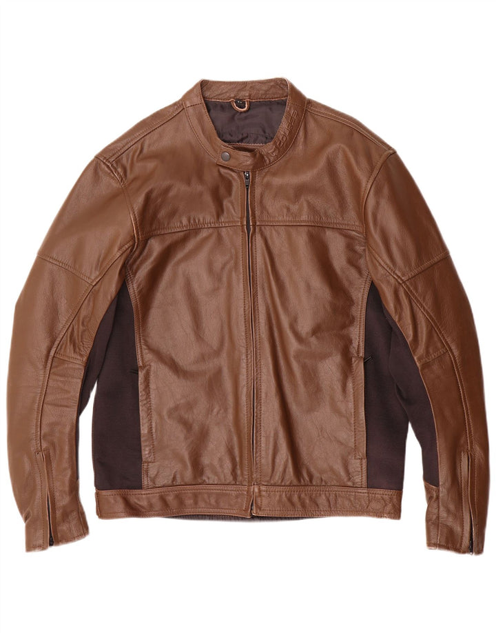 Course Chaqueta de cuero para hombre UK 38 Cuero color block marrón medio