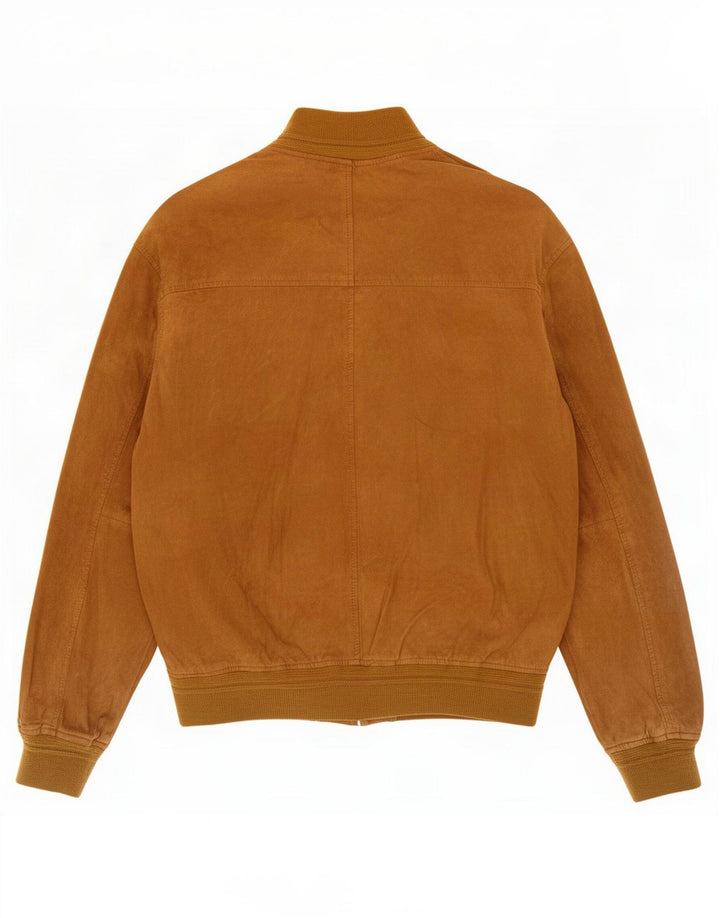 Vintage hombres ante bomber chaqueta IT 50 cuero beige grande