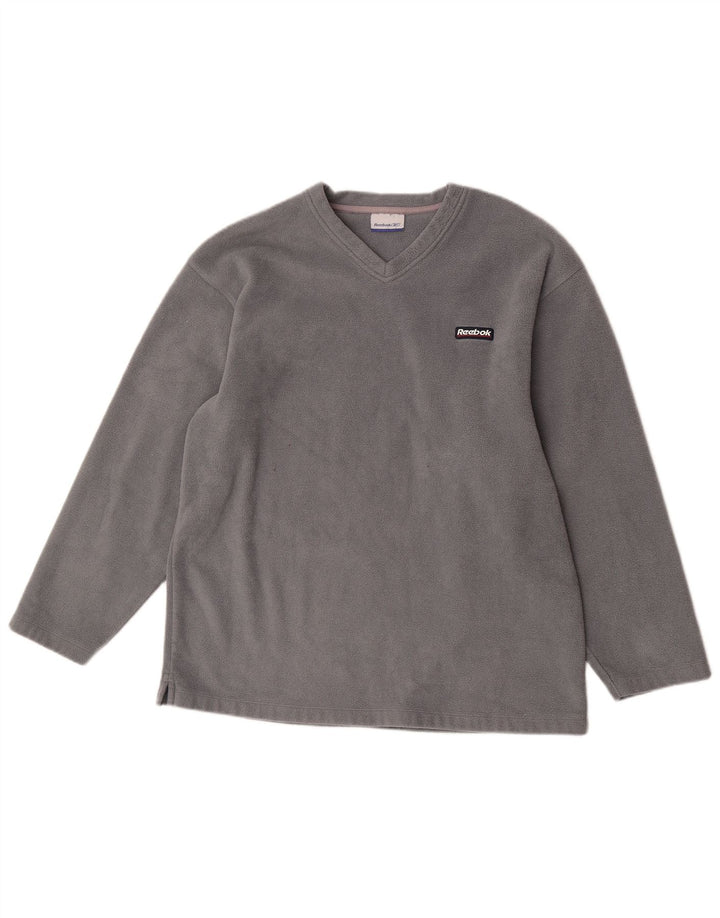 Reebok - Jersey de forro polar para hombre, poliéster gris grande