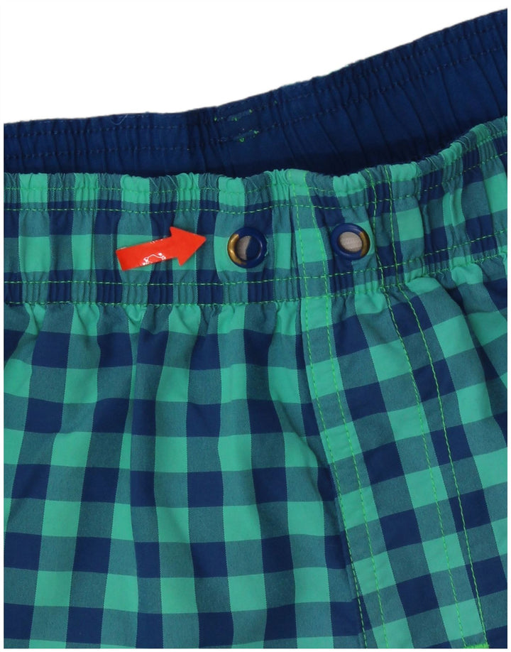 Adidas Hombre Bañador Corto Grande De Nylon A Cuadros Turquesa