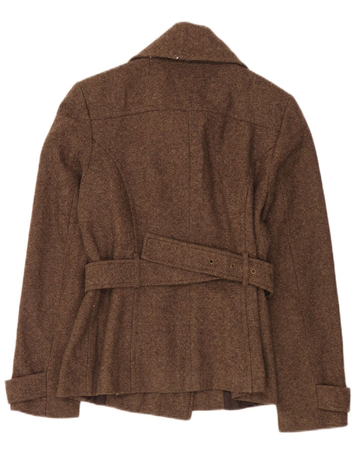 Zara Mujer Chaquetón UK 42 Marrón Medio Poliéster
