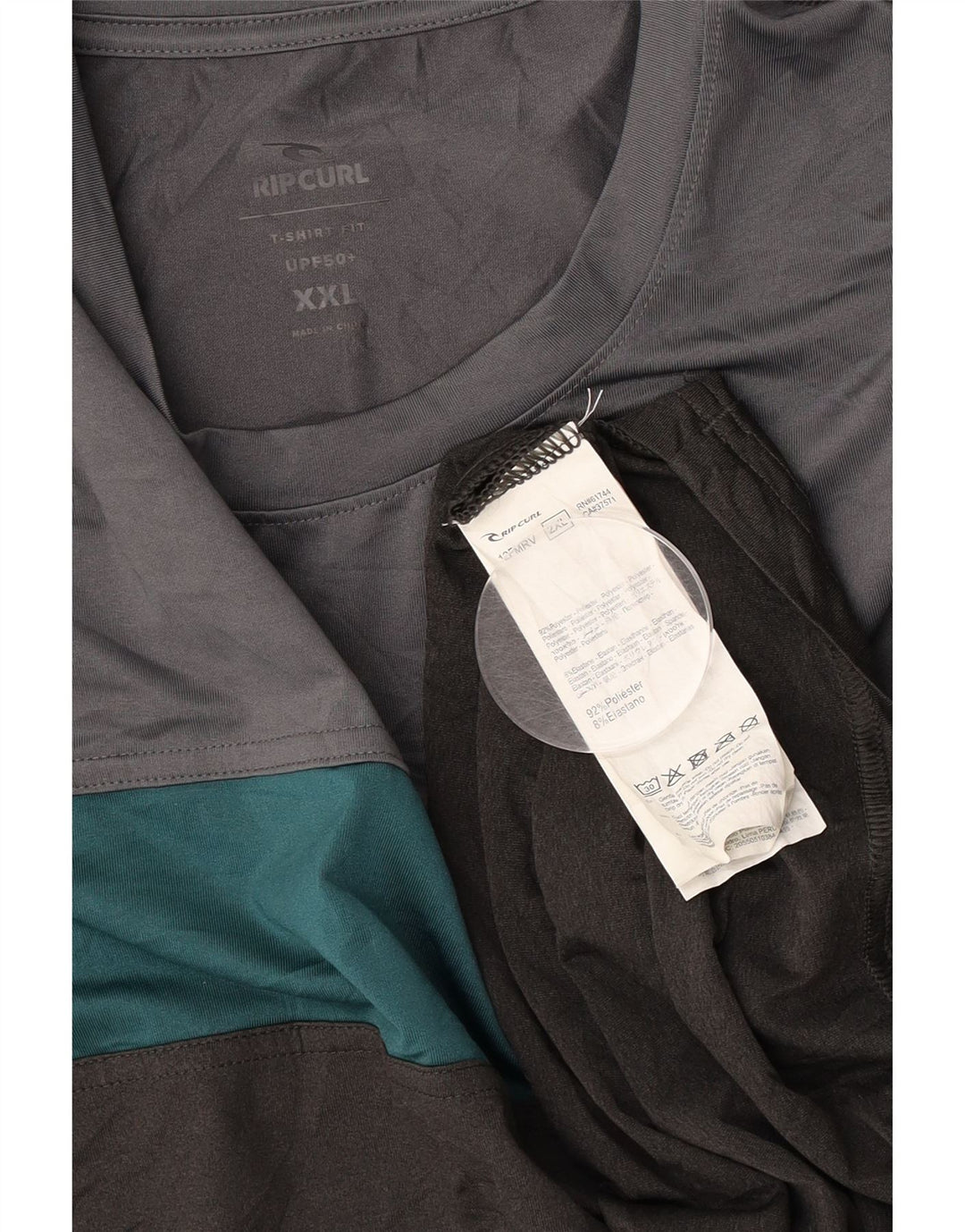 RIP CURL Camiseta para hombre Top 2XL Gris Colorblock Poliéster