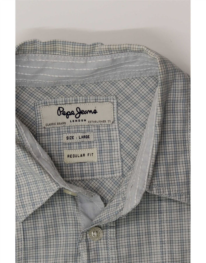 PEPE Jeans Camisa de manga corta para hombre con corte regular y cuadros grandes en color azul