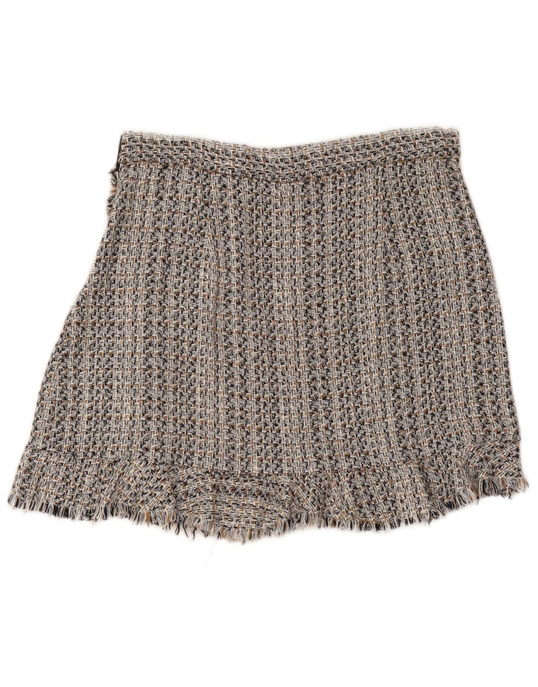 Zara Mujer Falda Acampanada Grande W30 Algodón Moteado Gris