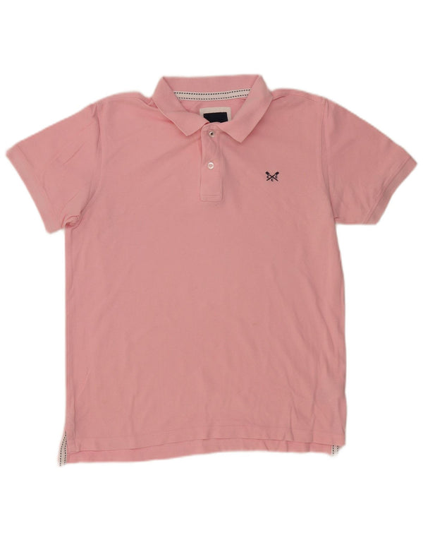CREW CLOTHING Polo para hombre pequeño de algodón rosa