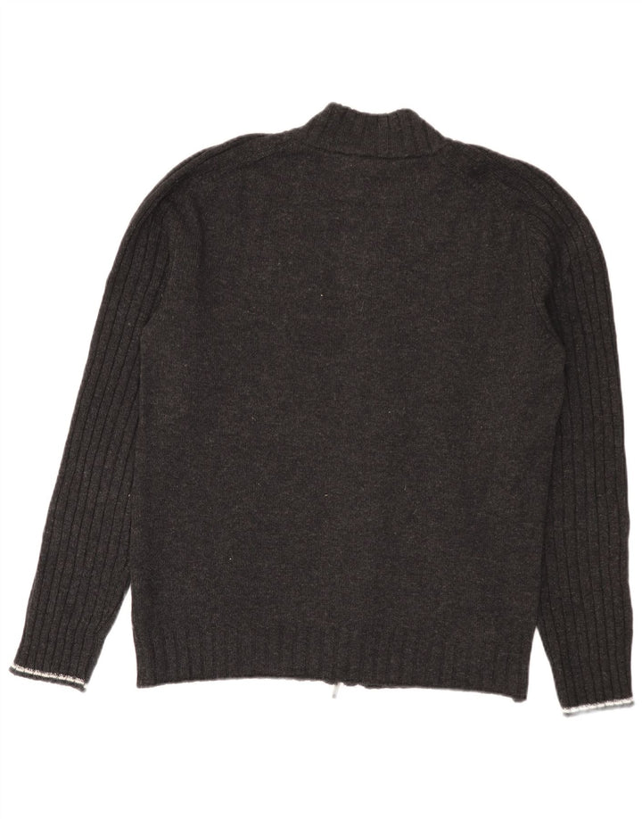 Harmont & Blaine Hombre Cárdigan Con Cremallera Completa De Lana Gris Color Block Grande