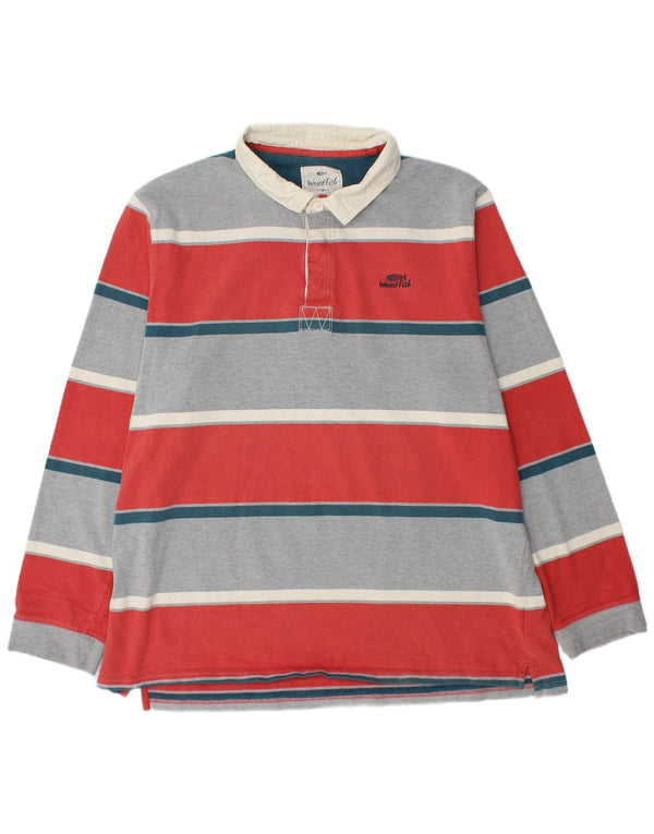 WEIRD FISH Polo de rugby de manga larga para hombre, talla 2XL, rayas multicolor