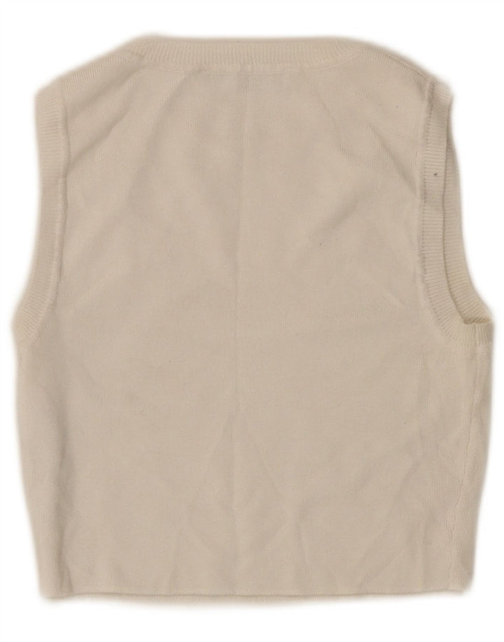 Zara Mujer Crop Vest Top UK 12 Medium Viscosa Blanca