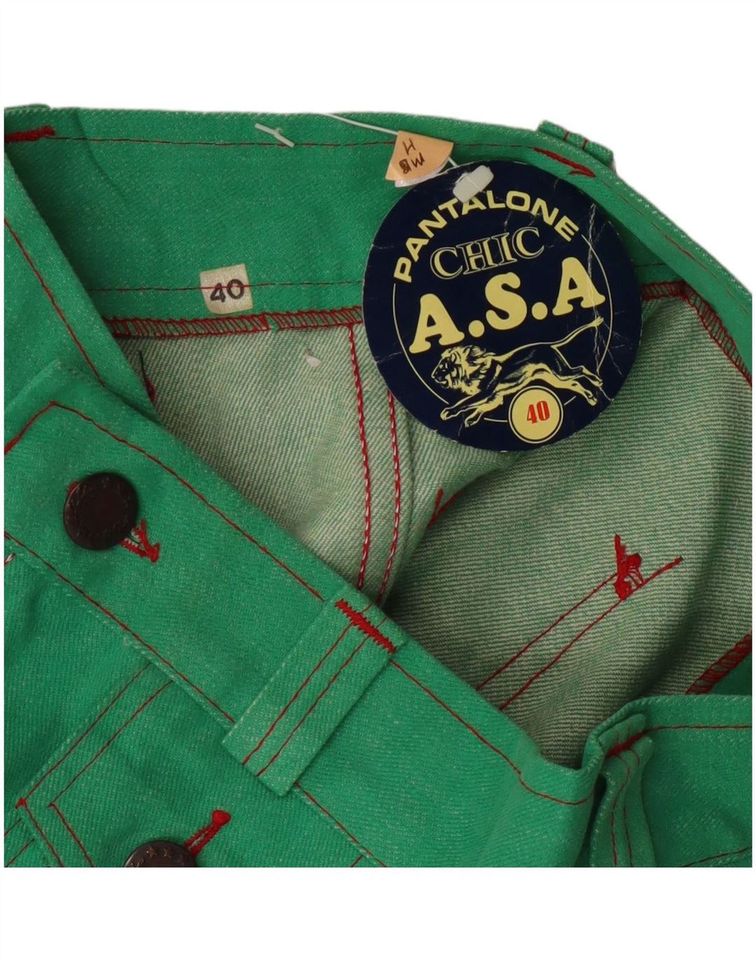 Pantalones casuales acampanados elegantes para mujer IT 40 Small W24 L28 Verde