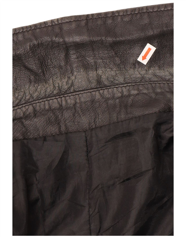 Vintage hombres cuero abrigo tamaño 62 4XL cuero negro