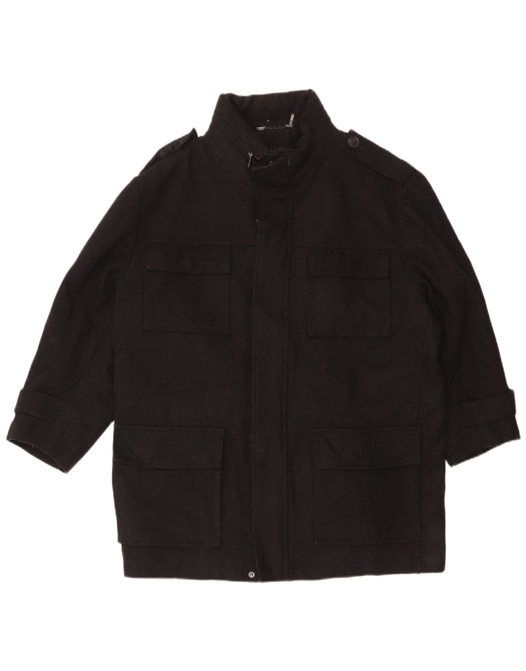 Calvin Klein Chaqueta militar para hombre UK 42 XL Lana negra