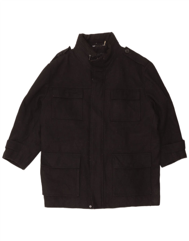 Calvin Klein Chaqueta militar para hombre UK 42 XL Lana negra