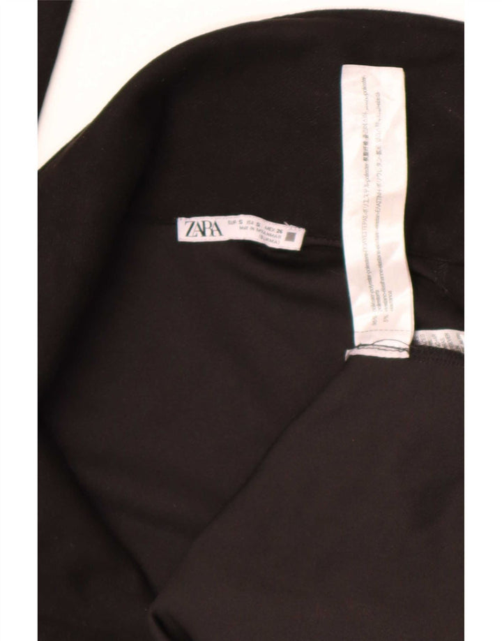Zara Mujer Abrigo Abierto UK 10 Small Poliéster Negro