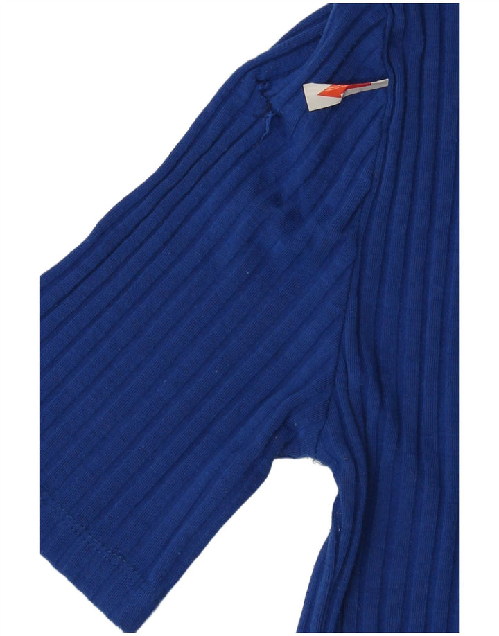 Zara Mujer Camiseta Top UK 12 Azul Medio