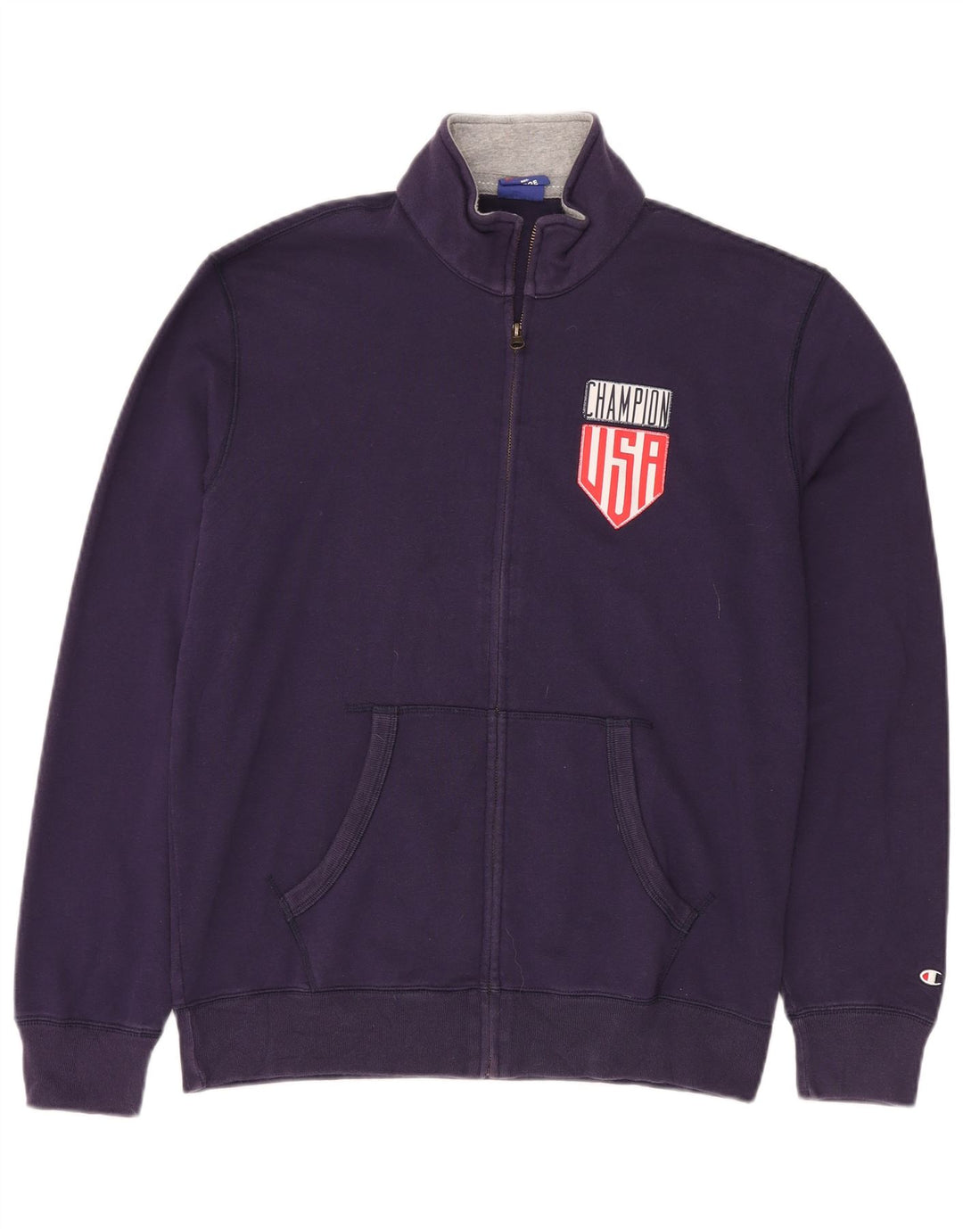 Champion Mens USA Chándal Top Chaqueta Grande Púrpura Algodón
