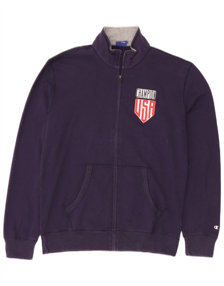 Champion Mens USA Chándal Top Chaqueta Grande Púrpura Algodón