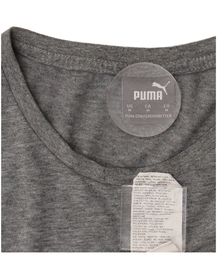 PUMA Camiseta gráfica para hombre Top de algodón moteado gris medio