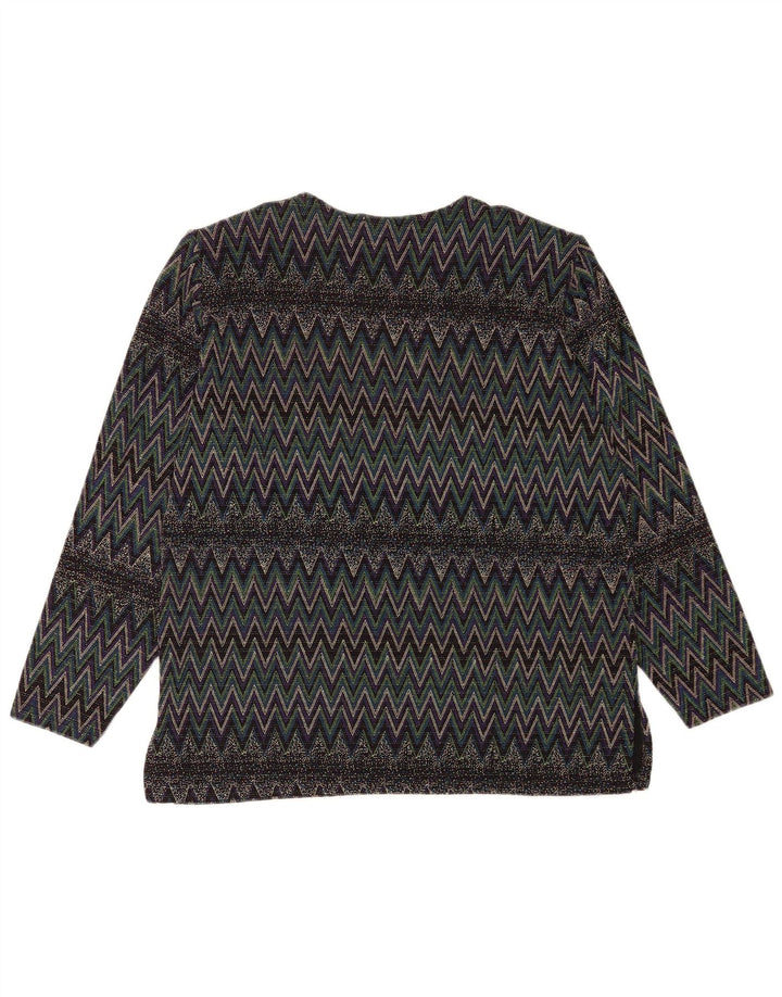 Vintage mujer manga larga blusa Top Reino Unido 16 grande multicolor Chevron