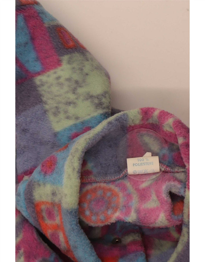 Vintage hombres botón cuello polar jumper XL poliéster geométrico multicolor