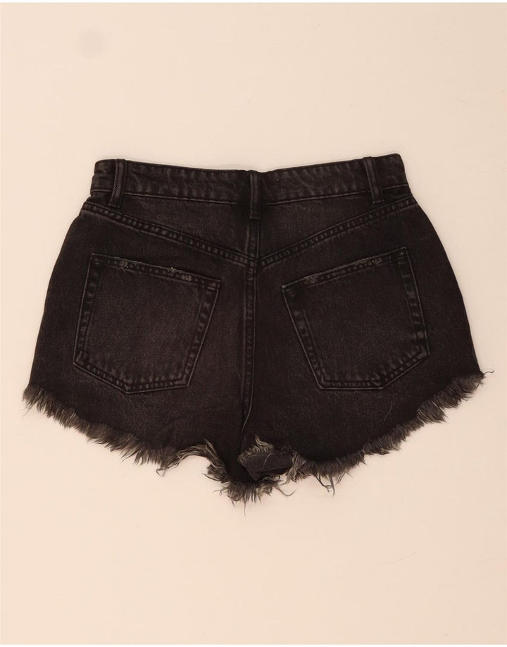 ZARA Pantalones cortos vaqueros desgastados para mujer EU 34 2XS W24 Negro